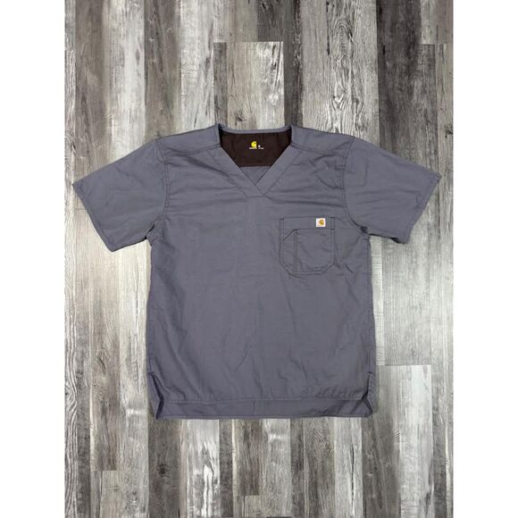 Size Medium - Carhartt Scrub Top Men's Gray Short Sleeve Rip Stop - Picture 1 of 4